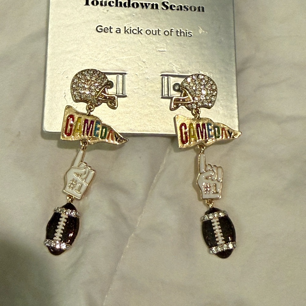 Baublebar Touchdown Season Rhinestone Football Helmet and Ball Dangle Earrings